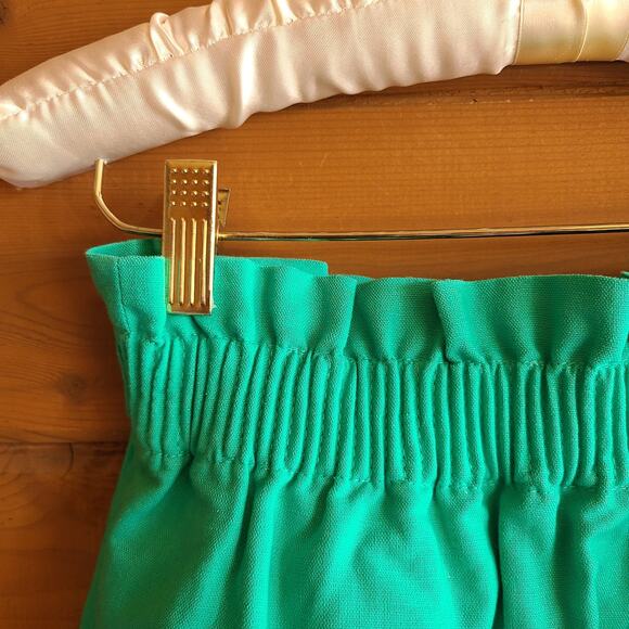 J. Crew Factory Linen Cotton Sidewalk Mini Skirt Tropical Turquoise 0 Smocked - Picture 3 of 5